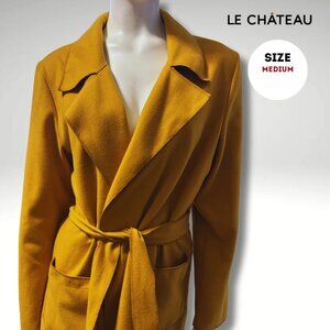 Le Château mustard yellow wrap-style coat